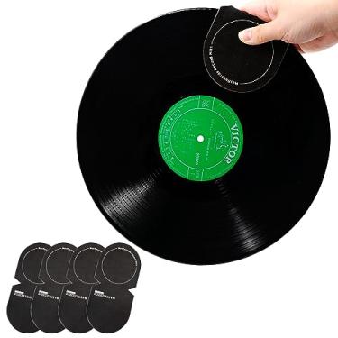 Imagem de sdroceRyaM 4 peças luva de disco LP manipulador prendedor antiestático disco de vinil limpador e protetor de microfibra macia acessórios práticos para toca-discos (preto)