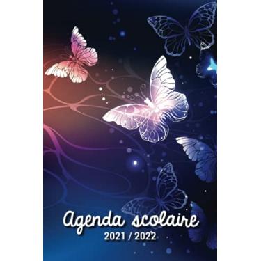Imagem de Agenda scolaire 2021 2022: Organiseur pour noter devoirs | Septembre 2021 à Août 2022 | École, Collège, Lycée et Etudiants | Couverture papillons arc en ciel