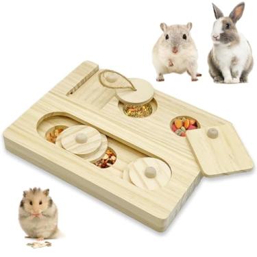 Imagem de Hamiledyi Porquinho-da-índia Brinquedos de forrageamento interativos de madeira para coelho Sniff n' Snack Rabbit Treats Bunny Toys Interativo Hide Treats Puzzle Snuffle Game, para coelho, chinchila,