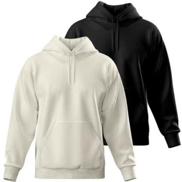 Imagem de Kit 2 moletom Unissex Blusa de Frio Casual Forrado Macio Flanelado - o