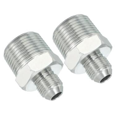 Imagem de PATIKIL Conector adaptador de tubo 3/10.2 cm macho 37 ° Flare JIC x 2.5 cm macho R encaixe de tubulação 2 peças conector hidráulico de encaixe de restrição de alimentação de óleo para sistema de