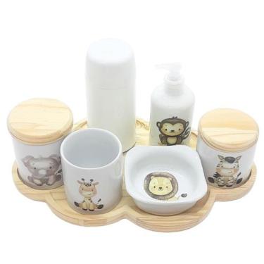 Imagem de Kit higiene bebê Safari 7 pçs Bdj Nuvem pinus Molh Quad Dec - Antilope