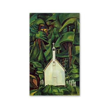 Imagem de JZSDGB Impressão de pinturas famosas de Emily Carr. (Igreja indiana) pôsteres e impressões de arte de paisagem. Reprodução em tela de arte de parede para decoração de casa imagem 20 x 34 cm (8 x 13