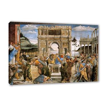 Imagem de Pinturas famosas emolduradas Sandro Botticelli Art Poster and Prints-Reprodutions Print on Canvas Wall Art Pictures (A punição de Corá e o apedrejamento de Moisés e Aarão) 30 x 45 cm (12 x 18 pol.)