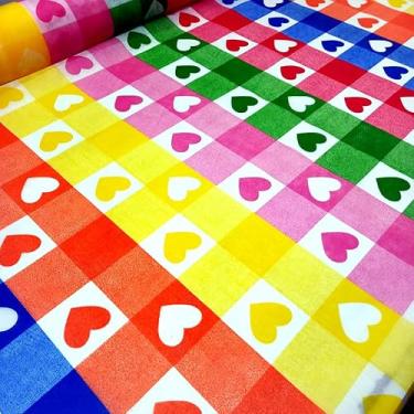 Imagem de TNT Festa Junina Xadrez colorido Corações 3.00m X 1,40m