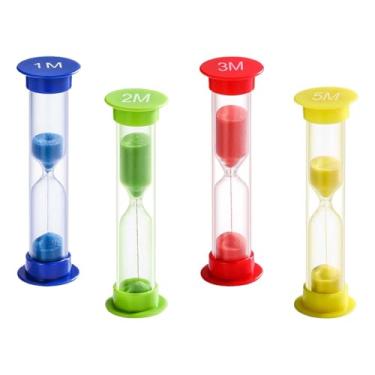 Imagem de SuLiao Mini temporizador de areia para crianças, 1/2/3/5 minutos acrílico ampulheta conjunto de relógio de areia, vidro de plástico inquebrável pequena para sala de aula, jogos e cozinha (pacote com