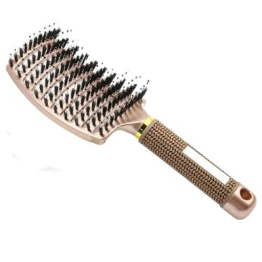 Imagem de Escova de cabelo feminina escova de cabelo massagem pente couro cabeludo cacheado escovas de pentear ferramentas de cabeleireiro (dourado)