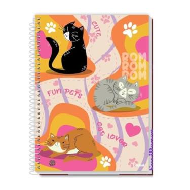 Imagem de Caderno Universitário Escolar Grande Pet Fun Coleção 2025 10 Matérias 160 Folhas Credeal ONG MIAU DE RUA (Gato preto)