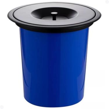 Imagem de Lixeira De Embutir Redonda Pia Cozinha Preto Fosco 5 Litros Inox