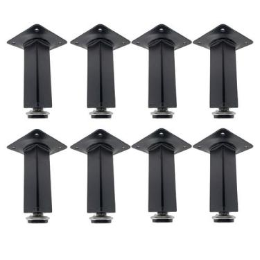 Imagem de Kit 8 Pé Para Móveis Regulável Quadrado Preto 10cm em Metal - RENNA