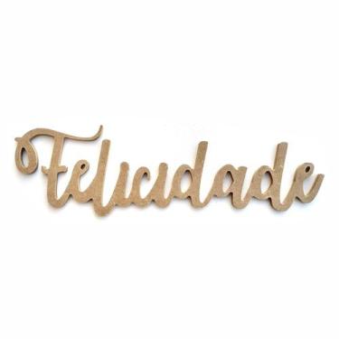Imagem de Palavra Decorativa Felicidade Lettering Para Parede 35cm em Mdf Cru 6m