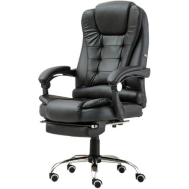 Imagem de Cadeira de computador cadeira de escritório cadeira de trabalho cadeira de escritório executiva cadeira reclinável de couro PU com encosto alto com apoio para os pés retrátil cadeira de tarefa de