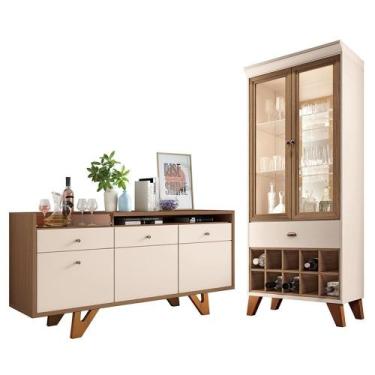 Imagem de Sala de Jantar com Cristaleira Ópera e Buffet Aparador Sollare - HB Mó
