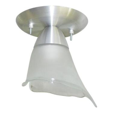 Imagem de Lustre Plafon Com Vidro Tulipa Para 01 Lâmpada Ideal para Sala, Lavabo