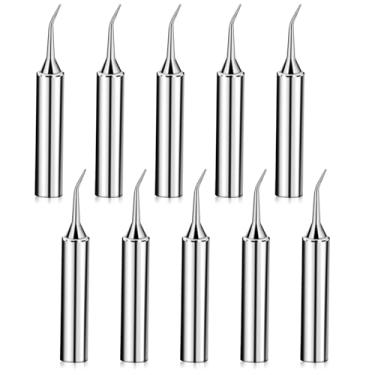 Imagem de 10 peças de pontas de ferro de solda 900M-T, kit de pontas de substituição de solda para uso para Hakko, estação de solda Radio Shack, 0,2 mm de diâmetro curvado, prata