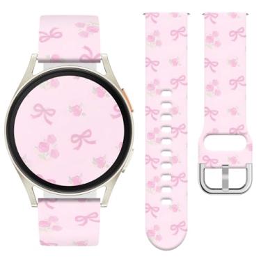 Imagem de Watbro Pulseira de relógio Bowknot compatível com Samsung Galaxy Watch 7/FE/6/5/4 com pingentes, pulseira esportiva de silicone macio de 20 mm para relógio inteligente Vivoactive 5/Vivoactive 3
