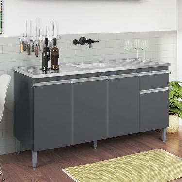 Imagem de Balcão de Pia Tatiane 150cm Cinza AJL Móveis