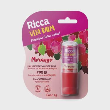 Imagem de Protetor solar labial ricca FPS15 morango 4G