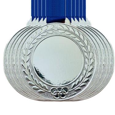 Imagem de Kit 130 Medalhas Grandes 4,5cm Metal Ouro Prata Bronze Cor: prata