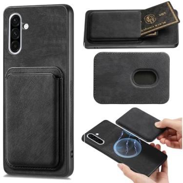 Imagem de CCSmall Capa carteira para Samsung Galaxy A56 destacável compatível com Magsafe, capa de telefone de couro PU retrô com compartimento para cartão para Samsung A56 [2 em 1] preta