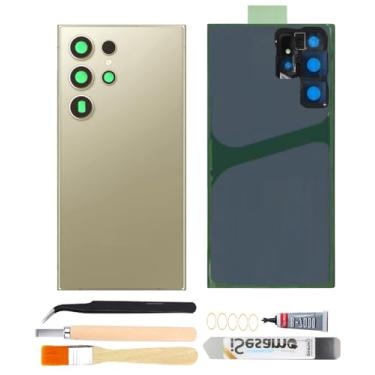 Imagem de Yehofova Substituição de vidro traseiro traseiro para Samsumg Galaxy S24 Ultra todas as operadoras com substituição de vidro de lente de câmera pré-instalada com kits de ferramentas de reparo (amarelo