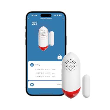 Imagem de PILSAMAS Alarme De Porta Freezer Inteligente Com Wi-Fi, Geladeira Sirene, Alerta Aplicativo Para Seu Telefone, Atraso 0 A 60 Segundos, 120 Db, Armar/Desarmar Programado - Quando Aberto, Sensor