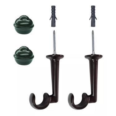 Imagem de Kit 2 Suporte De Teto Para Cortina E Ponteiras Varão 19Mm