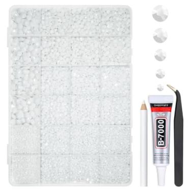 Imagem de qiipii Strass De Resina Branca Pura Com Cola De Joias B7000 Para Artesanato Deslumbrante 2 Mm 3 Mm 4 Mm 5 Mm 6 Mm Pedras De Gelatina Com Fundo Plano Diamantes Joias Pingentes Para Unhas Rosto Olhos