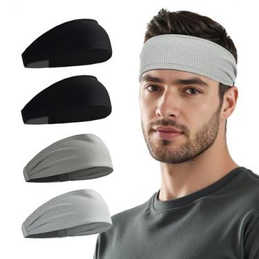 Imagem de Sukeen Bandanas esportivas refrescantes para homens pacote com 4: faixas de transpiração com absorção de umidade e resfriamento instantâneo, antiderrapante, faixa de cabeça masculina elástica de