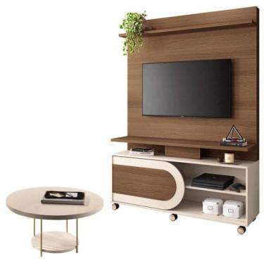 Imagem de Estante Home Theater òrbis Castanho Off White E Mesa De Centro Sky Off