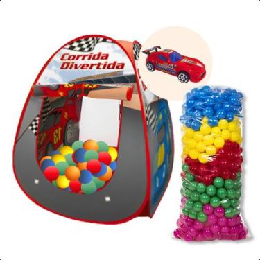 Imagem de Toca Barraca Corrida Divertida + Carrinho de Brinquedo + 25 Bolinhas -