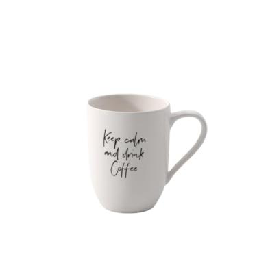Imagem de Villeroy & Boch Caneca de declaração Keep calm and drink coffee de porcelana premium, feita na Alemanha, 270 ml, branca