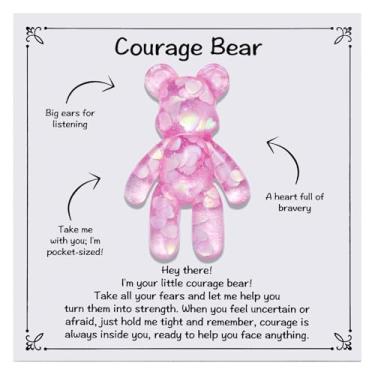 Imagem de Kvekstio Presente de urso coragem, ursinhos de resina de bravura de bolso, presente para apoio emocional, alívio do estresse, aumento da confiança, símbolo de abraço de urso confortável para amigos