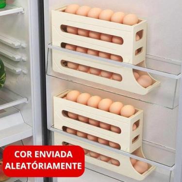 Imagem de Porta Ovos Deslizante Organizador Para Geladeira De 4 Camadas Automáti