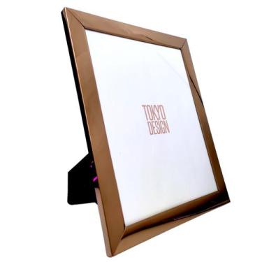 Imagem de Porta Retrato Metalizado 20X25 Moldura de Fotos Tokyo Design, Rose Gol
