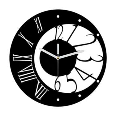 Imagem de Kuntesetty Relógio de parede nórdico decorativo criativo fácil relógio de parede sem -taque para quarto infantil berçário casa de fazenda, Preto