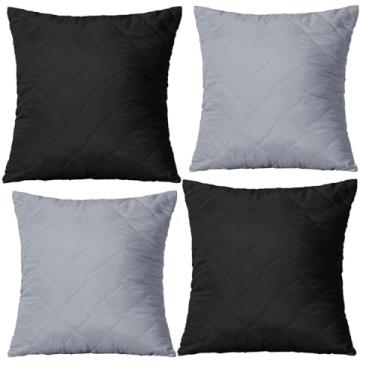 Imagem de Capa de Almofada Decorativa Matelada, 45x45cm, com Zíper, 5 Cores Lisas (4, Preta/Cinza)