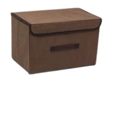 Imagem de Caixa Organizadora Com Tampa Multiuso Puxador Guarda Roupa Documentos (Marrom)