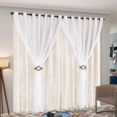 Imagem de Cortina Cetim Voil Cecília 3,00x2,50 - Paulo Cezar Enxovais,  Perola