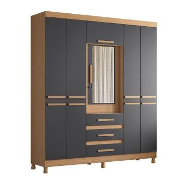 Imagem de Guarda Roupa Fusion Casal Porta Basculante Espelho Albatroz Freijó/titanium