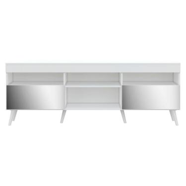 Imagem de Rack Retrô Com Espelho Para Tv Até 65´´ Com 2 Portas Branco