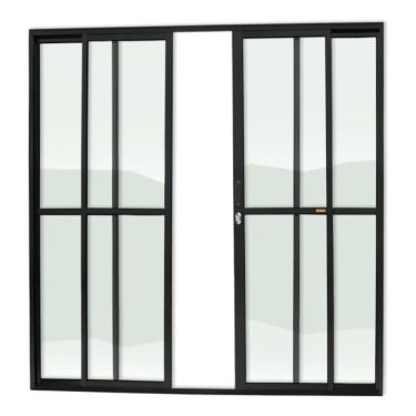 Imagem de Porta De Correr 4 Folhas Super Vidro Liso 210cm X 200cm Brimak Preto