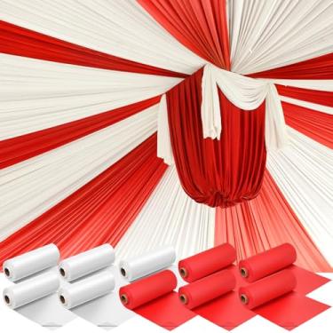 Imagem de Moukeren Toalha de mesa de circo de 100 x 250 cm, toalha de mesa de plástico, descartável, faça você mesmo, para barraca de carnaval, suprimentos de festa, cortinas de teto e parede (10 rolos)