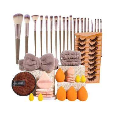 Imagem de Conjunto De Pincéis E Esponjas De Maquiagem Macias E Fofas, 20-41 Peça