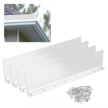 Imagem de 4 peças de protetores contra respingos Gutter Valley, calha de chuva de alumínio, calha de telhado com parafusos, desviador de chuva de telhado reto para canto de telhados de telha de casa