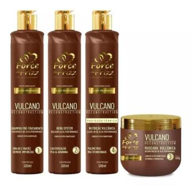 Imagem de Kit Vulcano Reconstrução Capilar Profissional 4 Passos - Force Cosméti