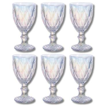 Imagem de 6 Taça Diamante Furta-Cor 340ML Suco Água Elegante Buffet - PRATICASA,