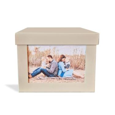 Imagem de Caixa Organizadora com espaço para Foto 10x15cm, Decorativa, Porta-retrato, off white, metal - GEGUTON