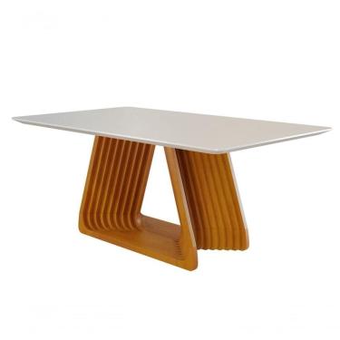 Imagem de Mesa De Jantar Moderna Madeira Maciça Com Vidro 2,20x1,10m - Obsidiana - Harmonia Salas
