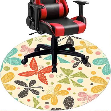 Imagem de Tapete de cadeira de escritório com flores, textura de flor, tapete de cadeira de mesa para piso de madeira de escritório em casa, protetor de piso de pilha baixa, redondo 119 cm